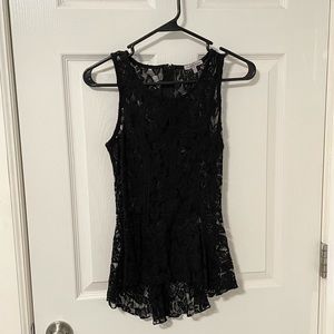 Black Lace Peplum Tank Top